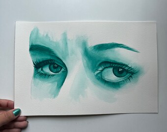 Original Watercolor Painting, eyes painting, portrait, wall art, home decor