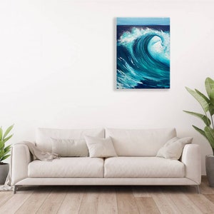 seascape painting original art, beach house gifts, ocean wall art canvas, surfer gifts for men, beach Christmas gifts for husband, new home image 9