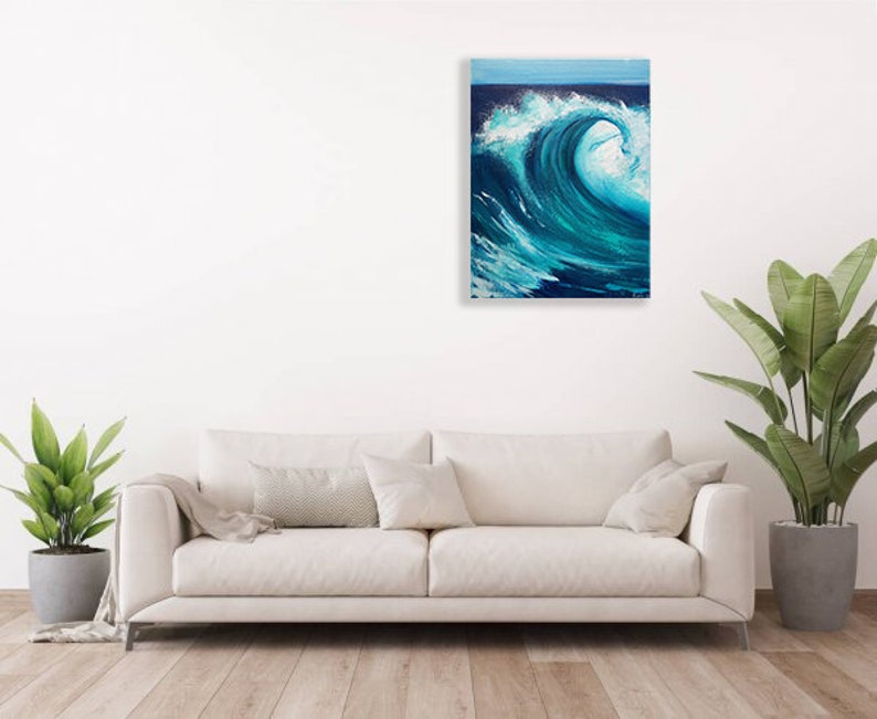 seascape painting original art, beach house gifts, ocean wall art canvas, surfer gifts for men, beach Christmas gifts for husband, new home image 9