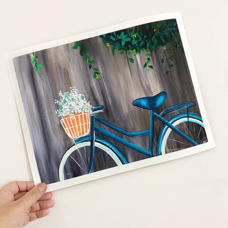 bicycle art print cottagecore room decor floral bicycle wall image 4