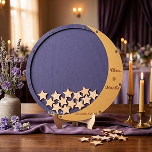 Personalized Memory Book - Celestial Wedding Guest Book Moon Star