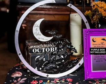 Halloween Wedding Guest Book Alternative Spooky Bride Bat Drop Box Frame October Wedding Decor Party Sign In Tabletop Keepsake Board