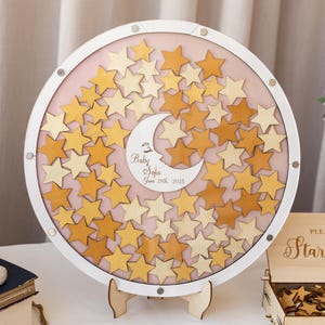 Baby Shower Guest Book Alternative for Girl – Moon and Stars Drop Box – Twinkle Twinkle Little Star Guestbook Keepsake – Over the Moon Decor