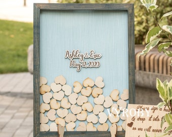 Wedding Drop Box Guest Book Alternative, Wood Heart Guestbook, Bridal Shower Guest Book VYROBY