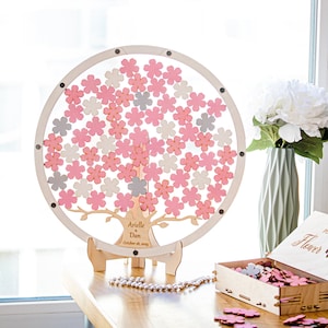 Cherry Blossom Wedding Guest Book, Spring Wedding Drop Box, Floral Guestbook Frame, Custom Wedding Sign, Tree & Flower Guestbook Alternative