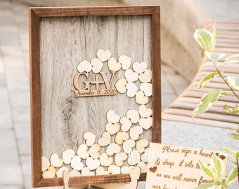 Wedding Guest Book Alternative Bridal Shower Heart Drop Box Rustic Guestbook Wooden Frame Sign in Book Ideas