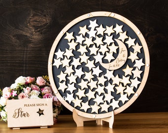 Celestial Wedding Guest Book, Moon and Stars Alternative Guestbook, Galaxy Theme Table Décor, Celestial Centerpiece, Starry Night Sign