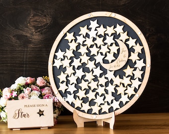 Moon Guest Book Alternative, Celestial Wedding Decor, Stars Guestbook Frame