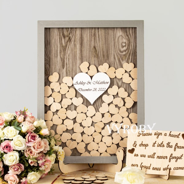 Heart Wedding Guest Book Alternative Wood, Drop Box Guestbook, Wooden Heart Guest Book Frame, Shadow Box by VYROBY