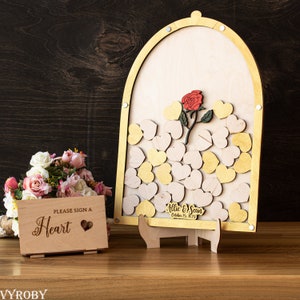 Beauty and the Beast Guest Book, Fairytale Wedding Guestbook Alternative, Rose in Flask Quince Guest Book, Sweet 16 Drop Box