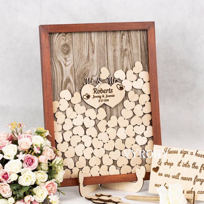 Rustic Guest Book Wedding Alternative Fall Decor Frame Wooden Shadow Box Guestbook Personalized