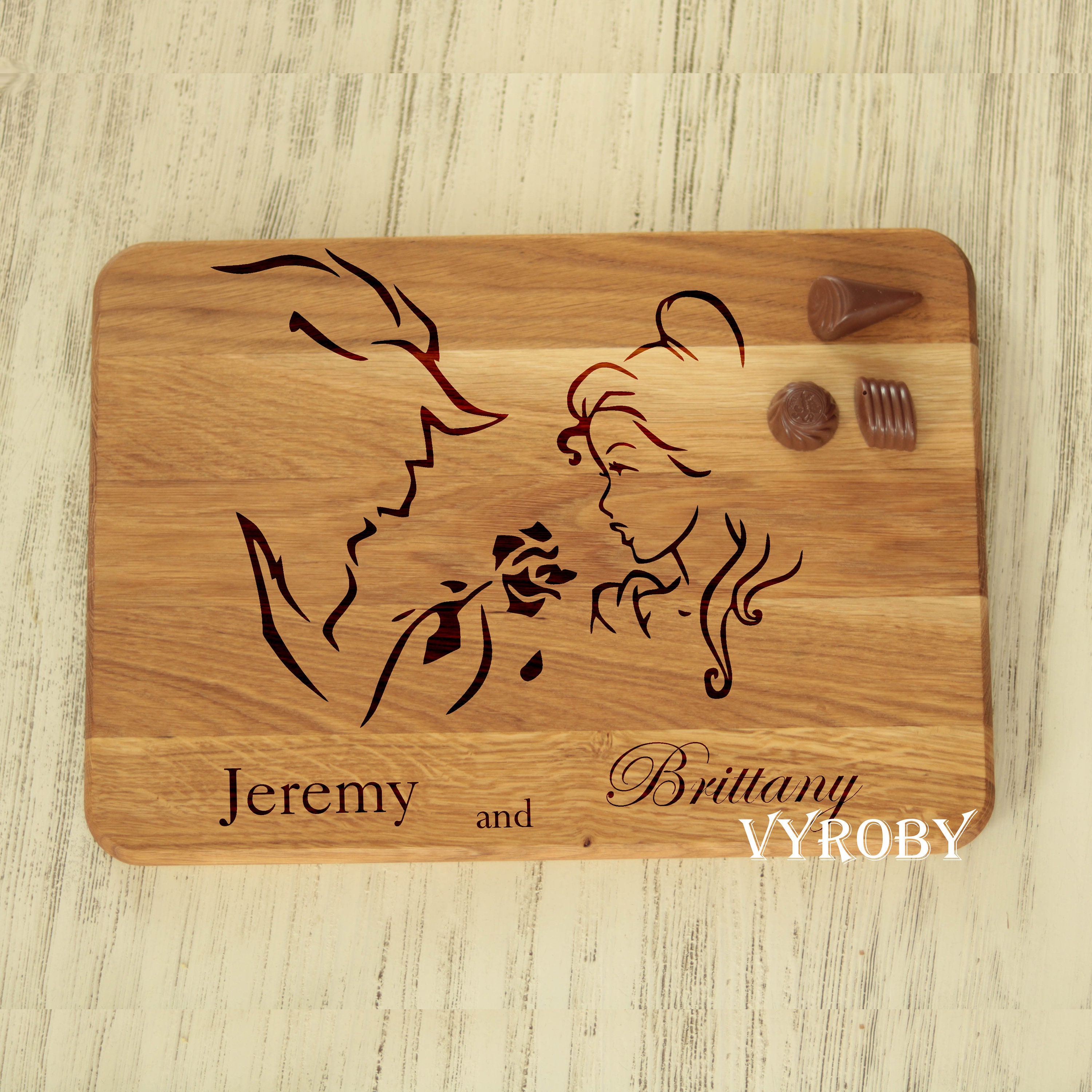 Beauty and the beast wedding gift Disney cutting board Etsy