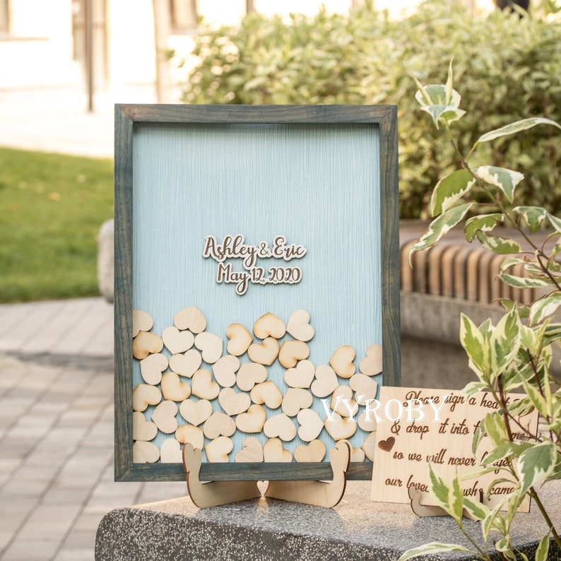 Wedding Drop Box Guest Book Alternative, Wood Heart Guestbook, Bridal Shower Guest Book VYROBY image 1