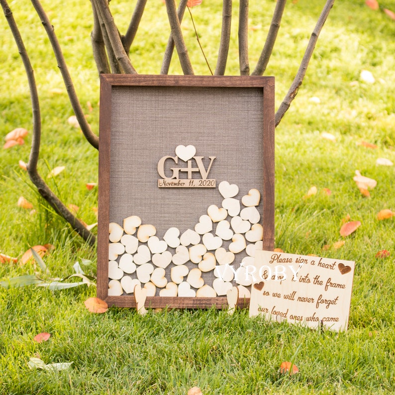 Rustic wedding guest book alternative frame Wedding guestbook Etsy