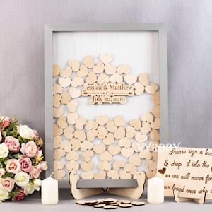 Drop Box Guest Book – Wooden Heart Wedding Guest Book Alternative – Shadow Box Guestbook Frame – Unique Wedding Memory Keepsake