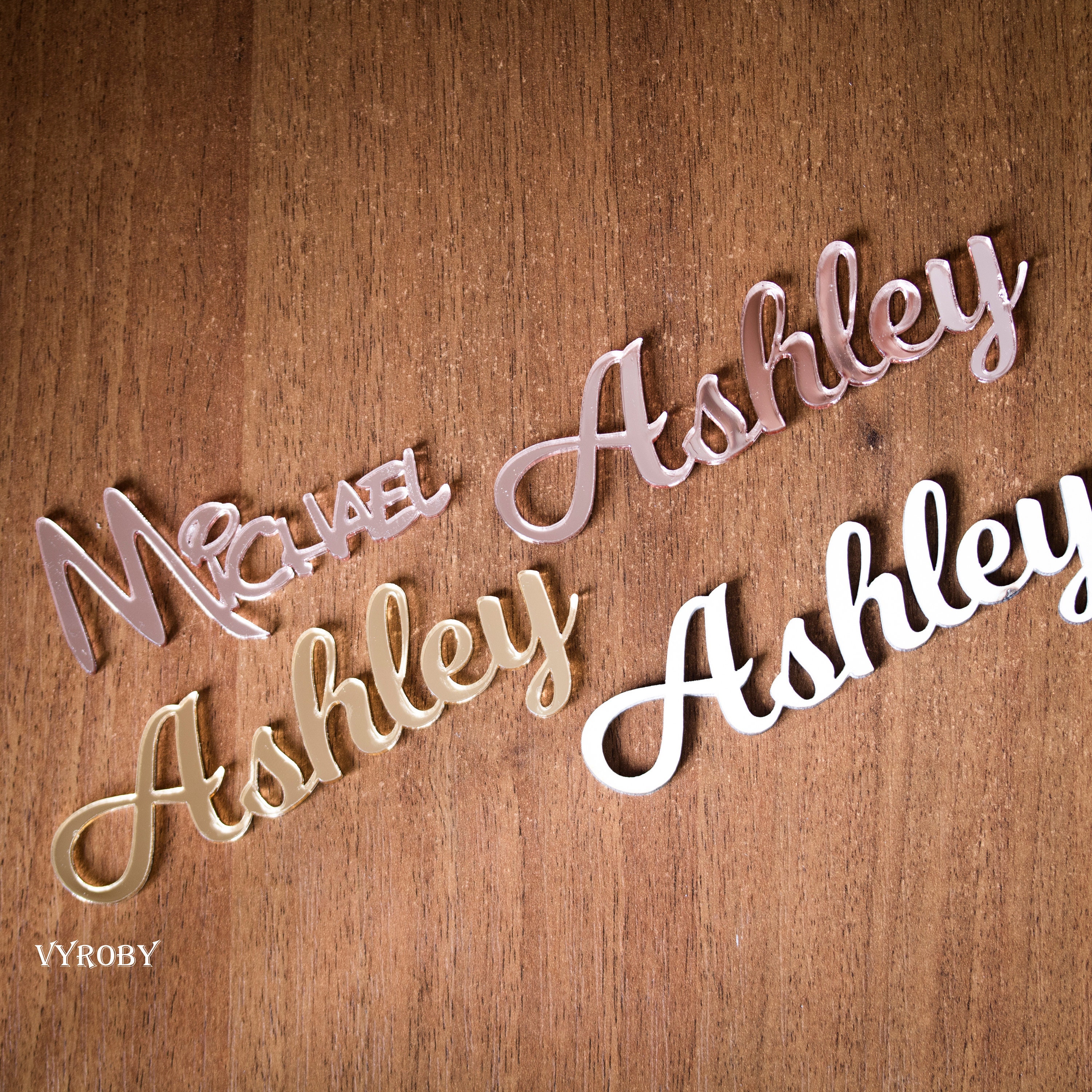 Acrylic place cards wedding Laser cut names rose gold mirror Etsy