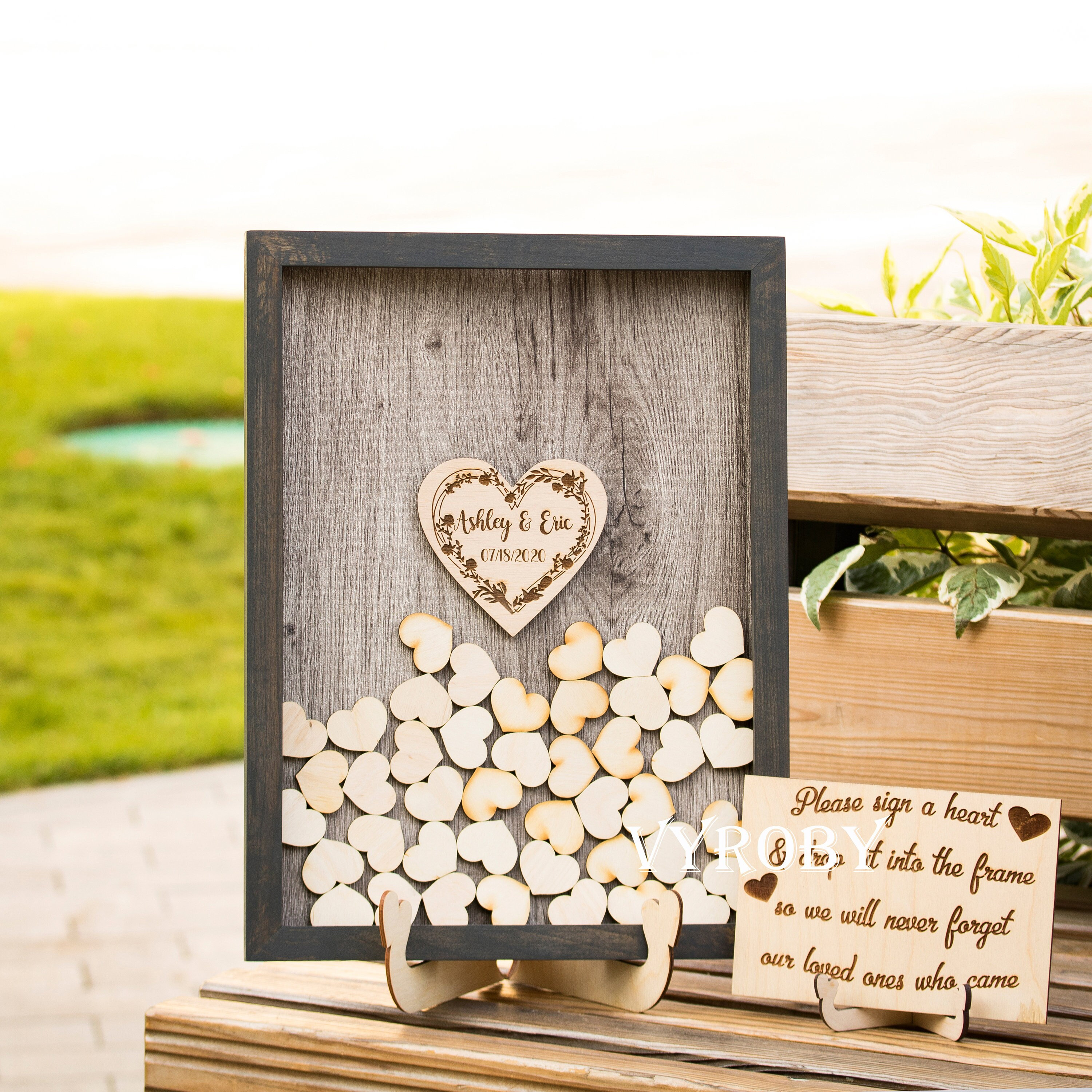 Wedding Guest book ideas Rose Gold Wooden Wedding Guest book