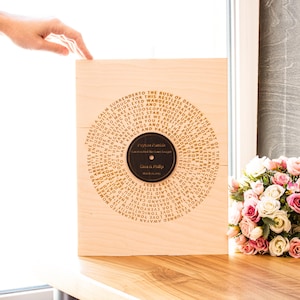 Song Lyrics Wall Art – Laser Engraved Wedding Song on Wood – Personalized Gift for 5th Anniversary or First Dance