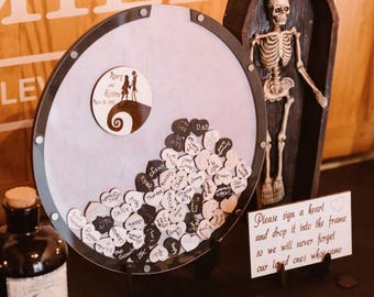 Gothic Halloween Wedding Guest Book: Custom Wooden Drop Box Alternative