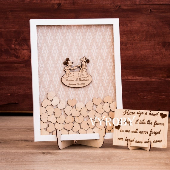 Disney wedding guest book alternative Wooden guest book heart Etsy