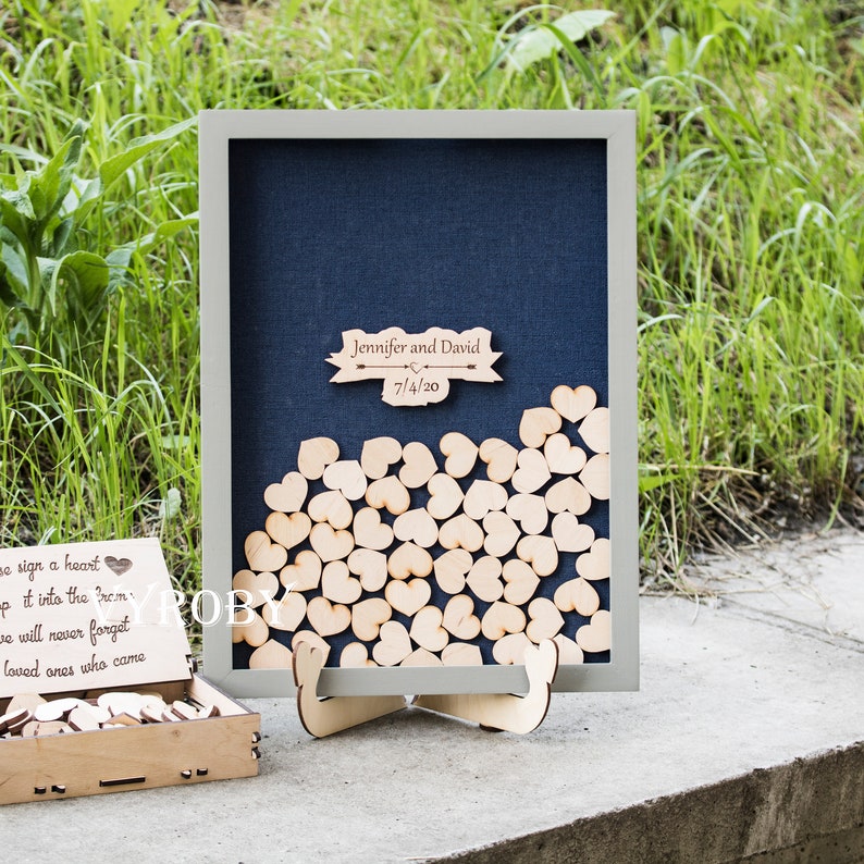 Wedding guest book alternative hearts Wedding sign book Etsy