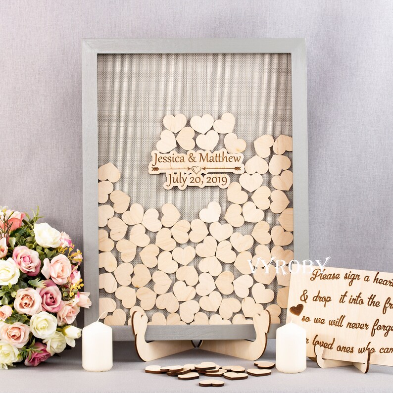 Wedding guest book alternative hearts Wedding sign book Etsy