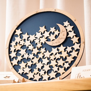 Wedding Guest Book Stars and Moon Celestial Guestbook Alternative Drop Box Sign Galaxy Theme Wedding Gift