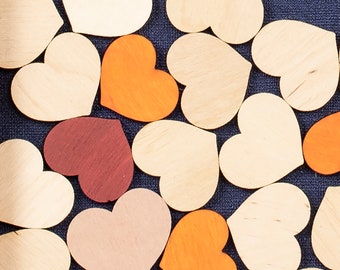 Blank Small Wooden Hearts for Guest Book Drop Box by VYROBY Custom Colored Wood Heart Shape for Decor 5/32 thick (4 mm)