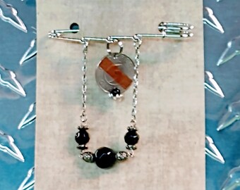 P6 - Septa Token Black Bead Pin