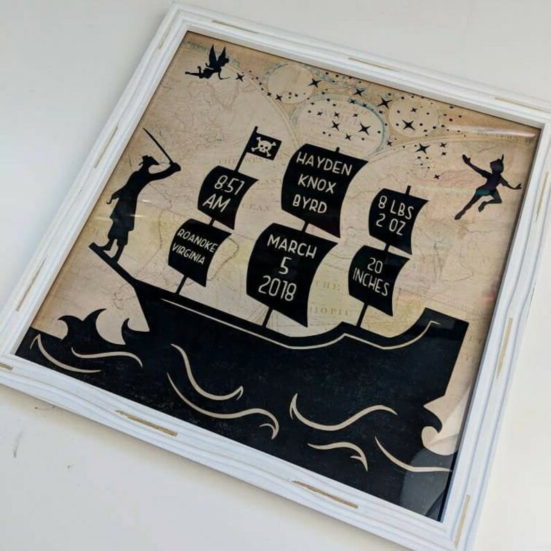 Peter Pan Nursery Art Birth Stat Art Frame