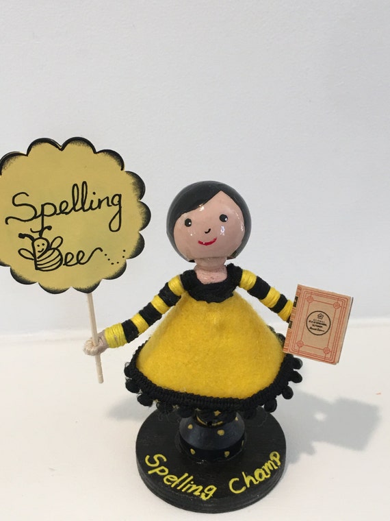 Spelling Bee clothespin doll Etsy