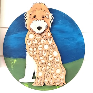 Laser Cut Goldendoodle Wall Hanging