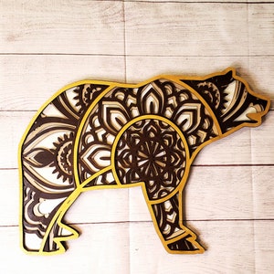 Laser Cut Bear Mandala (right facing)