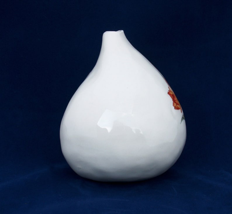 Tulip Bulb Shaped Vase, Red Tulip Vase, Unique Handmade Ceramic Vase