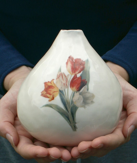Tulip Bulb Shaped Vase Red Tulip Vase Unique Handmade Etsy