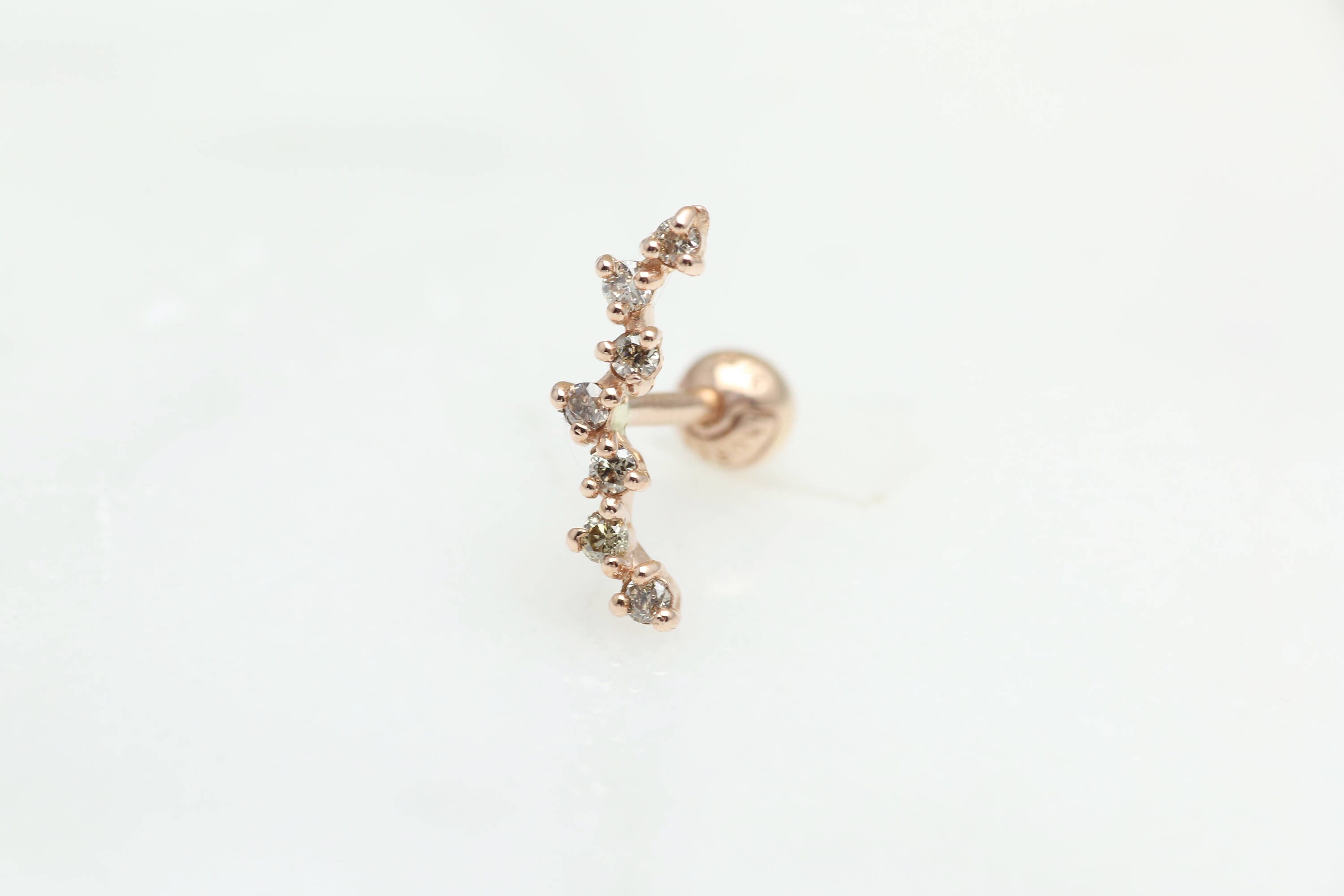 Diamond Climber Helix Piercing Creeper Stud Earring Curved 