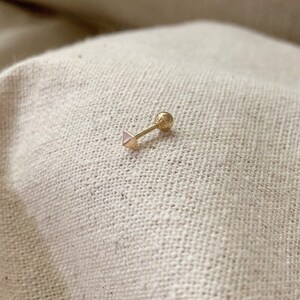 Gold Pyramid Stud Piercing, Earring (single), 14K Solid Gold, Cartilage, Lobe, Tragus, Helix, stud,