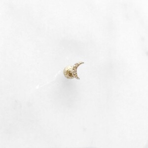 Kolczyki z brylantami Crescent Moon Trio Champagne (pojedyncze), 14-karatowe złoto, Tragus, Płatek ucha, Ślimak, Chrząstka, Kolczyk do piercingu,