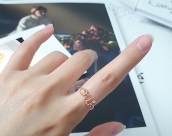 Oui Diamond Ring, Solid 14K Gold, Dainty, Genuine Diamond