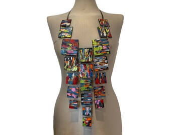 WOW Statement Necklace with earrings Made out of recycled bike inner tube Eco and vegan friendly jewellery