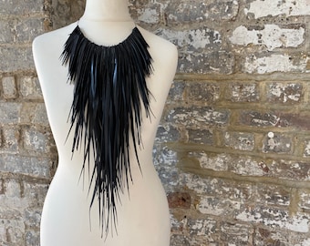 Upcycled Bicycle Inner Tube Tassel Necklace: Eco-Friendly Vegan Jewelry - USA TAXES PAID