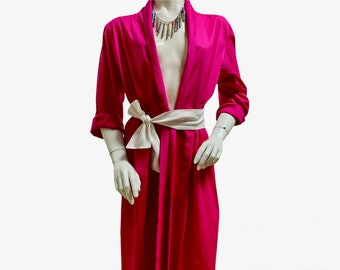 Pink long kimono - Spring kimono  - Kaftan Shirt Dress - Long Sleeve Cardigan - Beach Cover up - Maxi dress - Medium Size