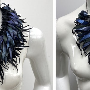 peacock purple blue statement tassel necklace, recycled bike tyre rubber eco-friendly jewellery by laura zabo