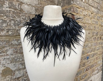 Black Sculptural Statement Necklace: Upcycled Bicycle Tire Rubber, Vegan Eco Jewelry