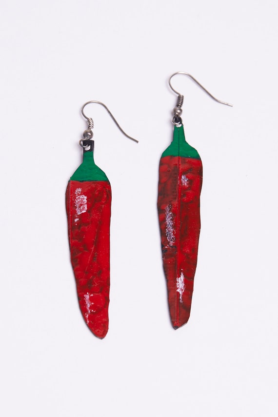 Red Hot Chilli Peppers Upcycled Inner Tube Earrings