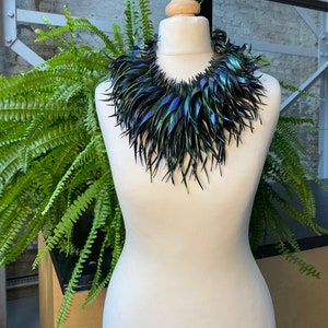 peacock purple blue statement tassel necklace, recycled bike tyre rubber eco-friendly jewellery by laura zabo