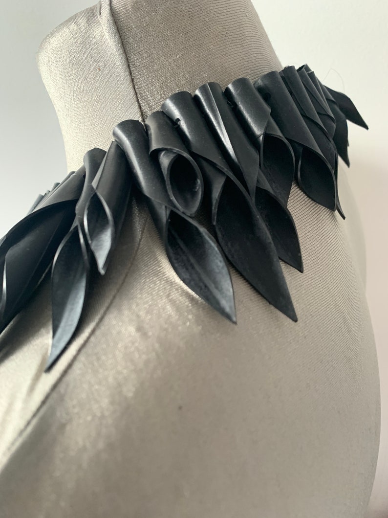 Bold Tribal Necklace Upcycled Rubber Jewellery Neckpiece Etsy