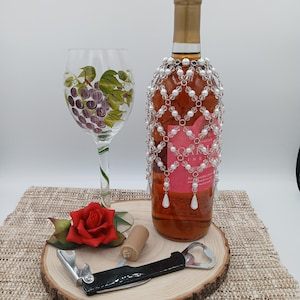 Handmade Crystal & Pearl Wine or Champagne Bottle Cover