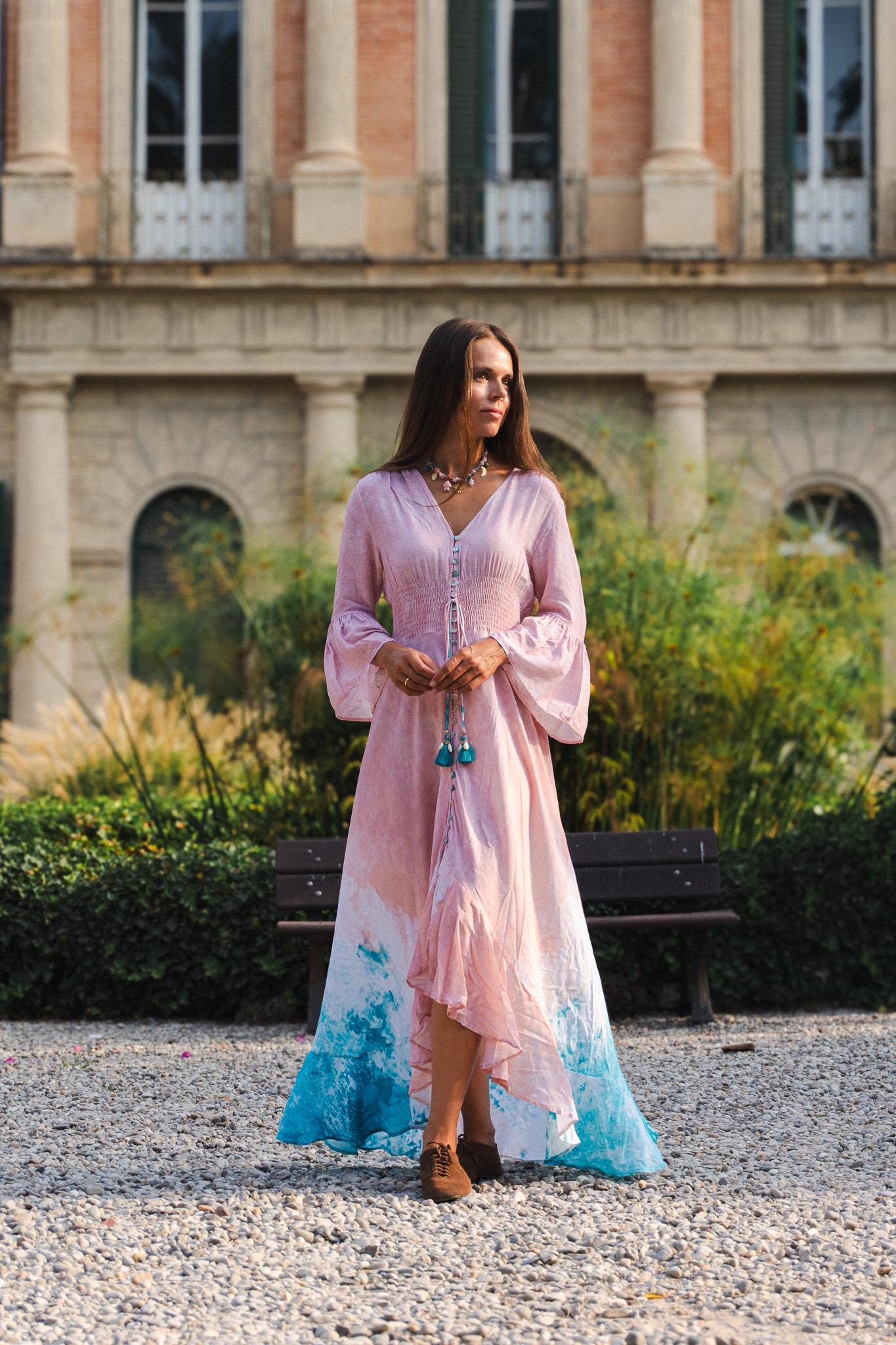 women's light blue easter dress Blue Ash Color Tissue Net Saree With Mini Stones Over Body