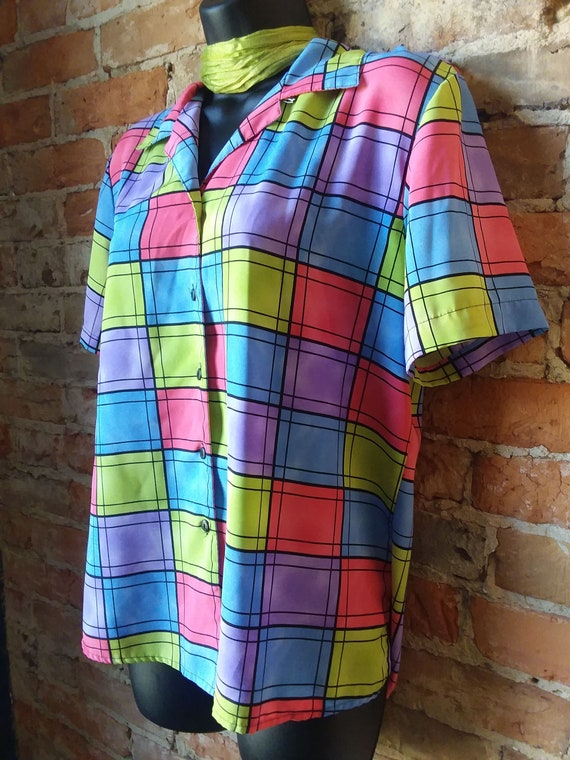 80s/90s Neon Check Top